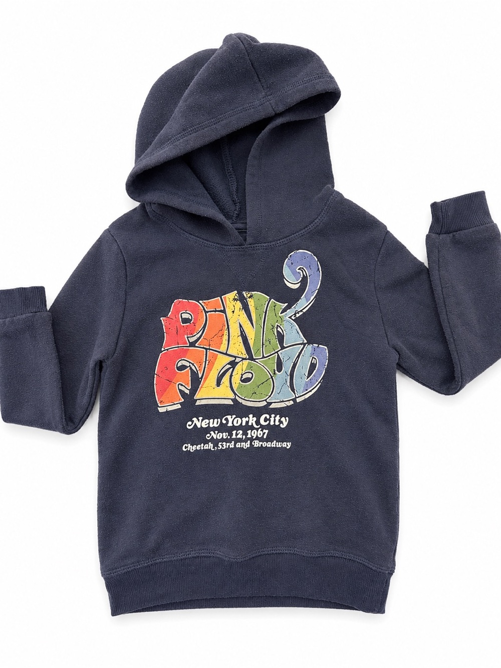 Pink Floyd Kids Navy Graphic Hoodie New York City 1967 Retro Band Sweatshirt 5T
